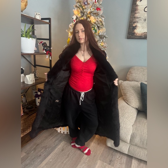 Full length Mink Black Fur Coat - Picture 3 of 10